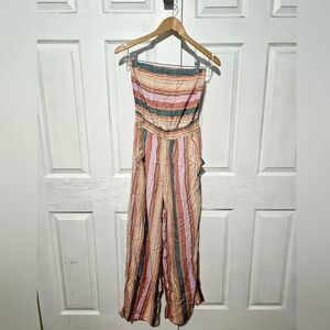 American Eagle Strapless Jumpsuit – Pastel Multicolor Stripes
